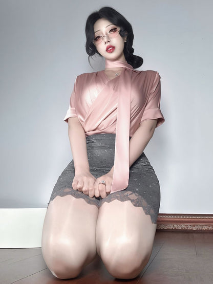 Office Lady Blouse and Lace Skirt
