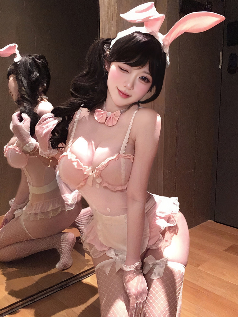 Pink Bunny Maid Teddy Lingerie Set