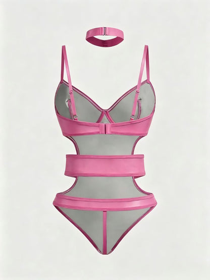 Pink Skull Cut Out Bodysuit