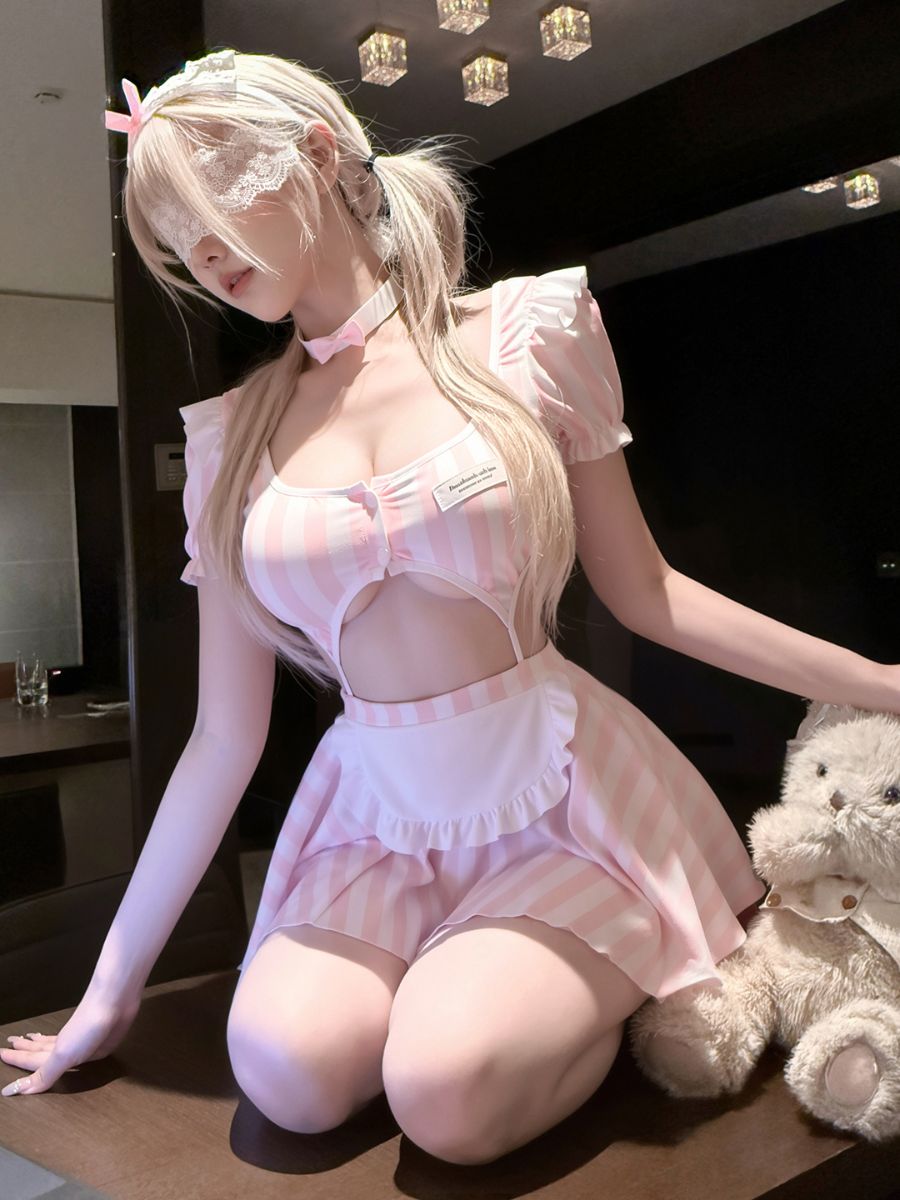 Pink Striped Maid Babydoll Dress