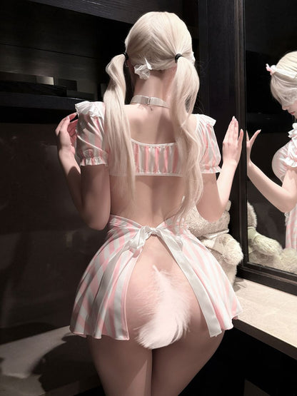 Pink Striped Maid Babydoll Dress