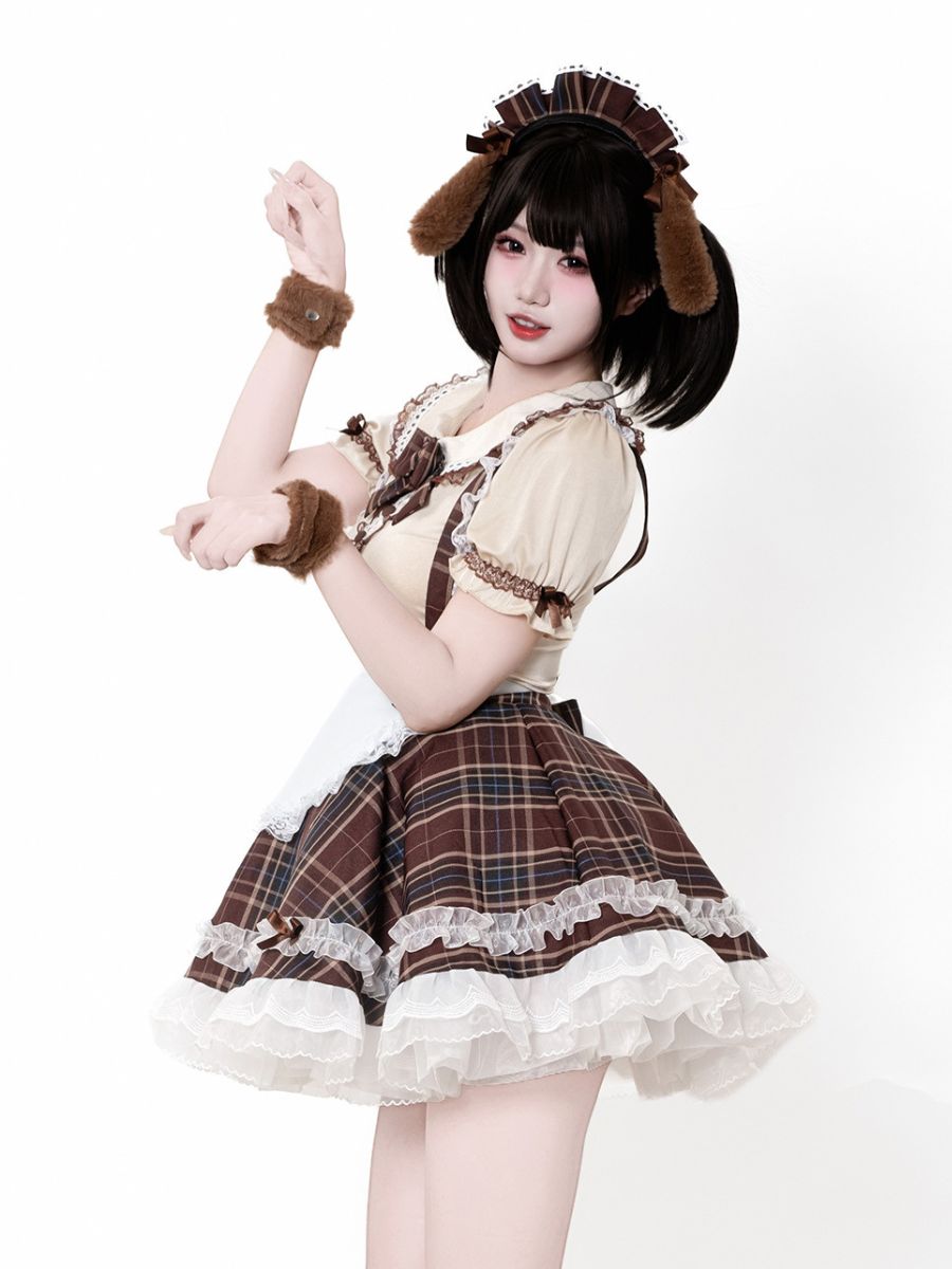 Plaid Puppy Maid Lolita Costume