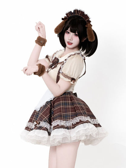 Plaid Puppy Maid Lolita Costume
