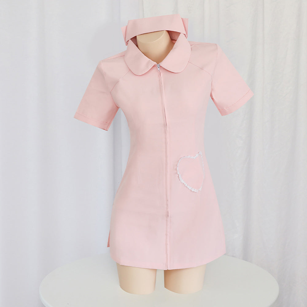 Yomorio Plus Size Nurse Cosplay Costume White Zip Front Nurse Dress Uniform