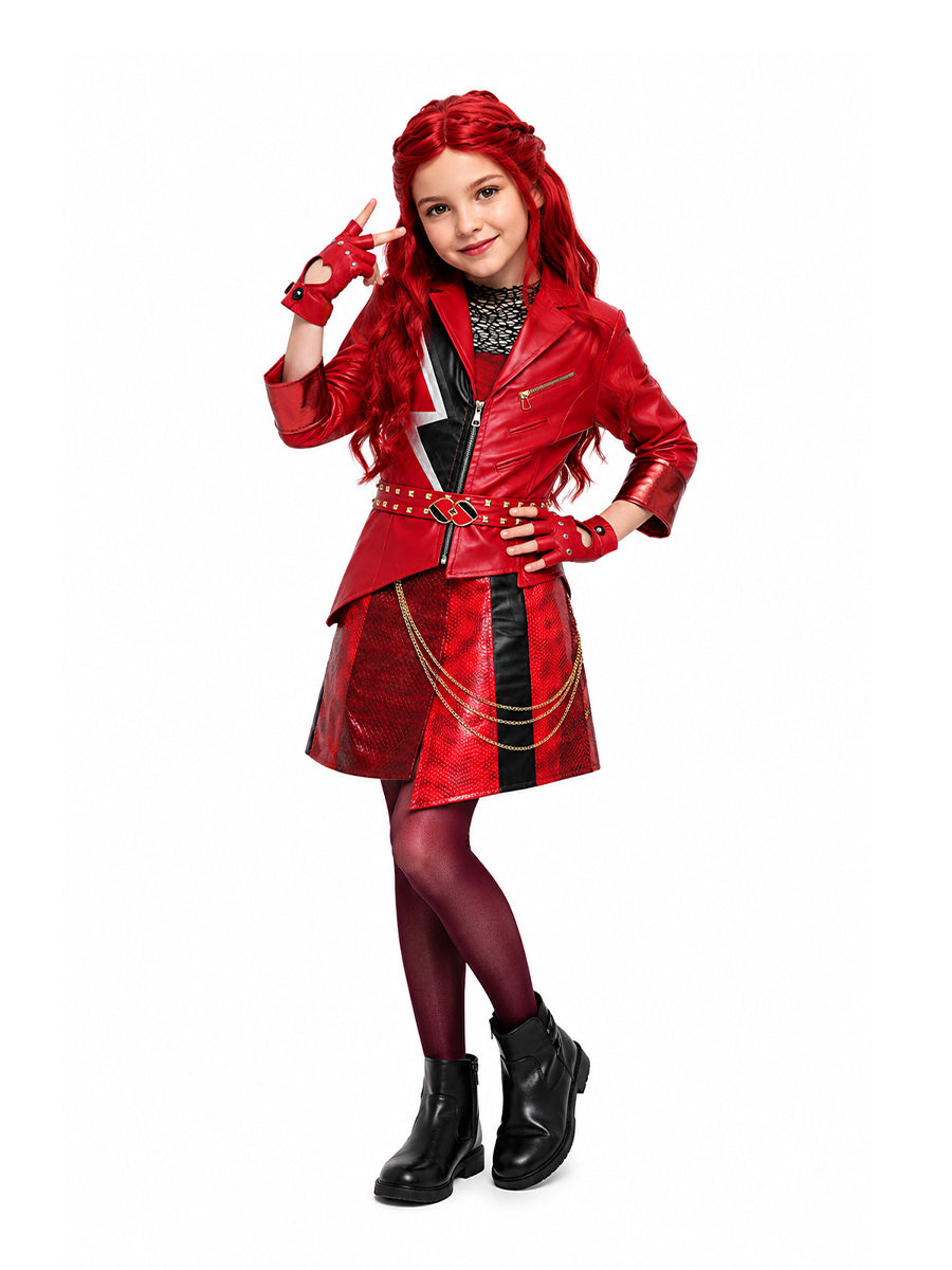Descendants 5 Red Costume Descendants Wicked Wonderland PU Leather Red Princess Outfit