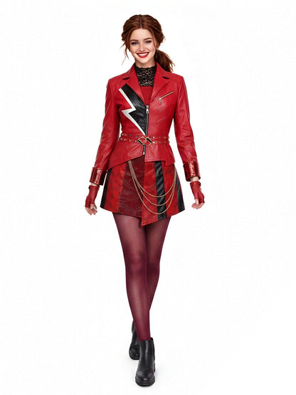 Descendants 5 Red Costume Descendants Wicked Wonderland PU Leather Red Princess Outfit