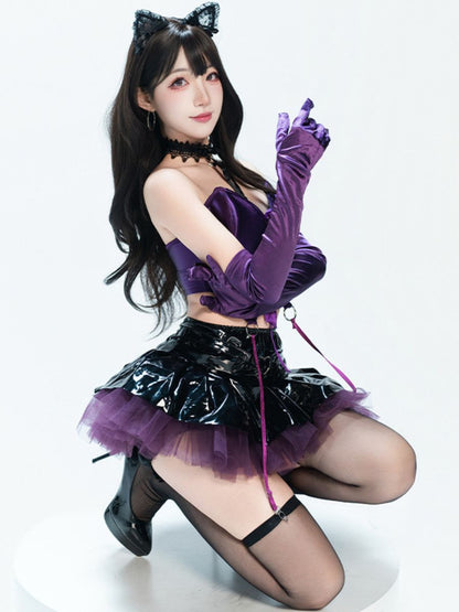 Purple Gothic Cat Girl Cosplay Set