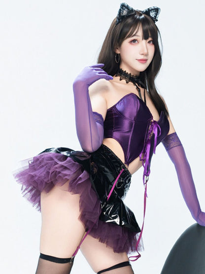 Purple Gothic Cat Girl Cosplay Set