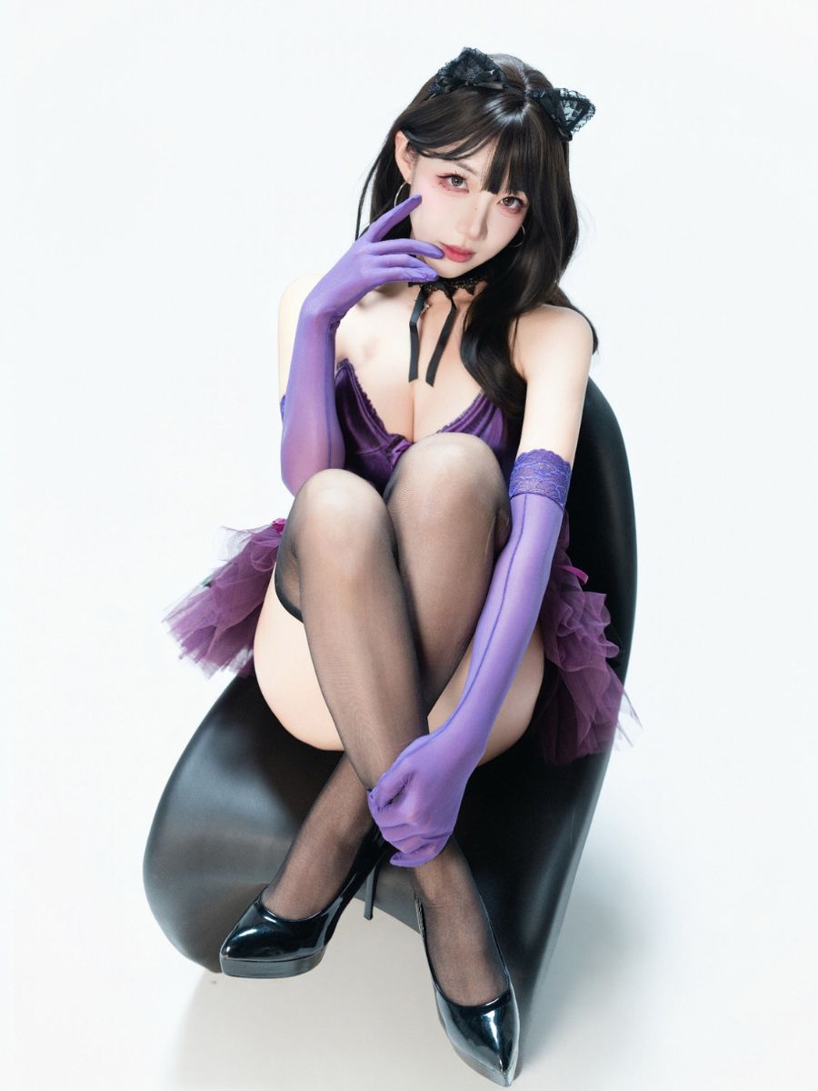 Purple Gothic Cat Girl Cosplay Set