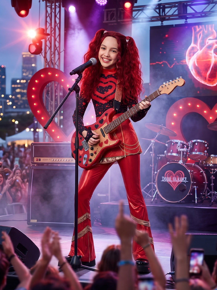 Red Heart Pop Star Costume