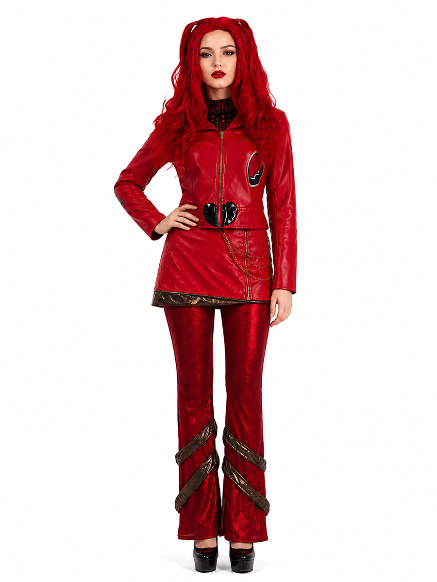 Descendants 5 Red Costume Descendants Wicked Wonderland Red Princess PU Leather Outfit