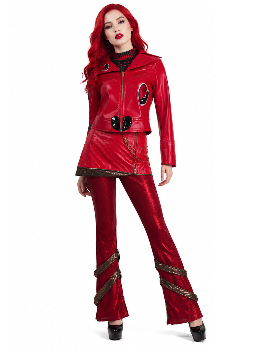Descendants 5 Red Costume Descendants Wicked Wonderland Red Princess PU Leather Outfit