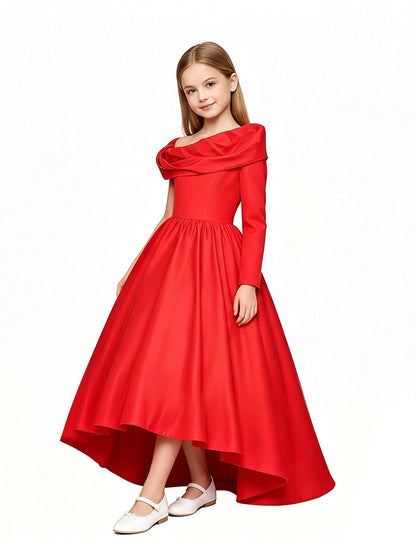 Red One-Shoulder Evening Gown
