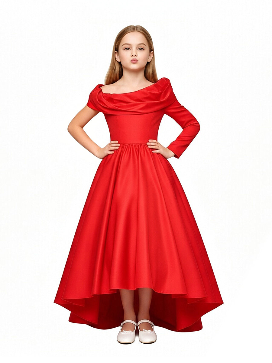 Red One-Shoulder Evening Gown