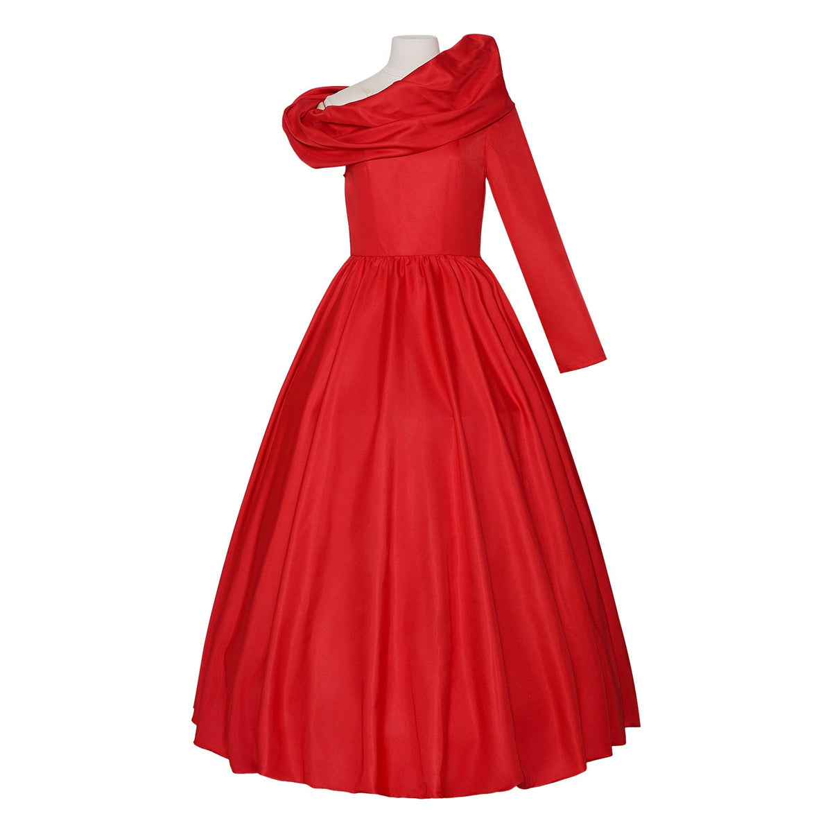 Red One-Shoulder Evening Gown
