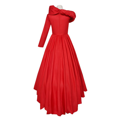 Red One-Shoulder Evening Gown