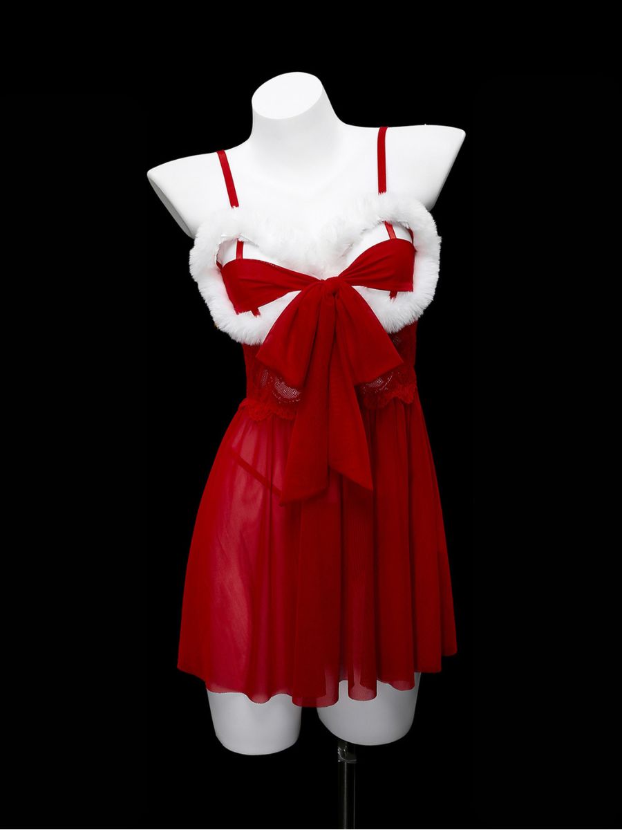 Red Santa-Inspired Lingerie Babydoll
