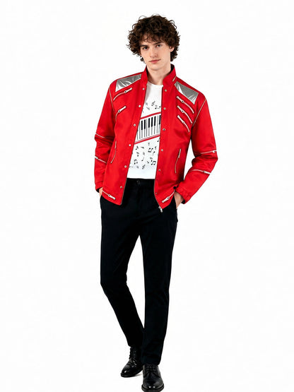 Michael Jackson Beat It Costume for Adults and Kids Retro Pop King 3D Print Performance Outfit