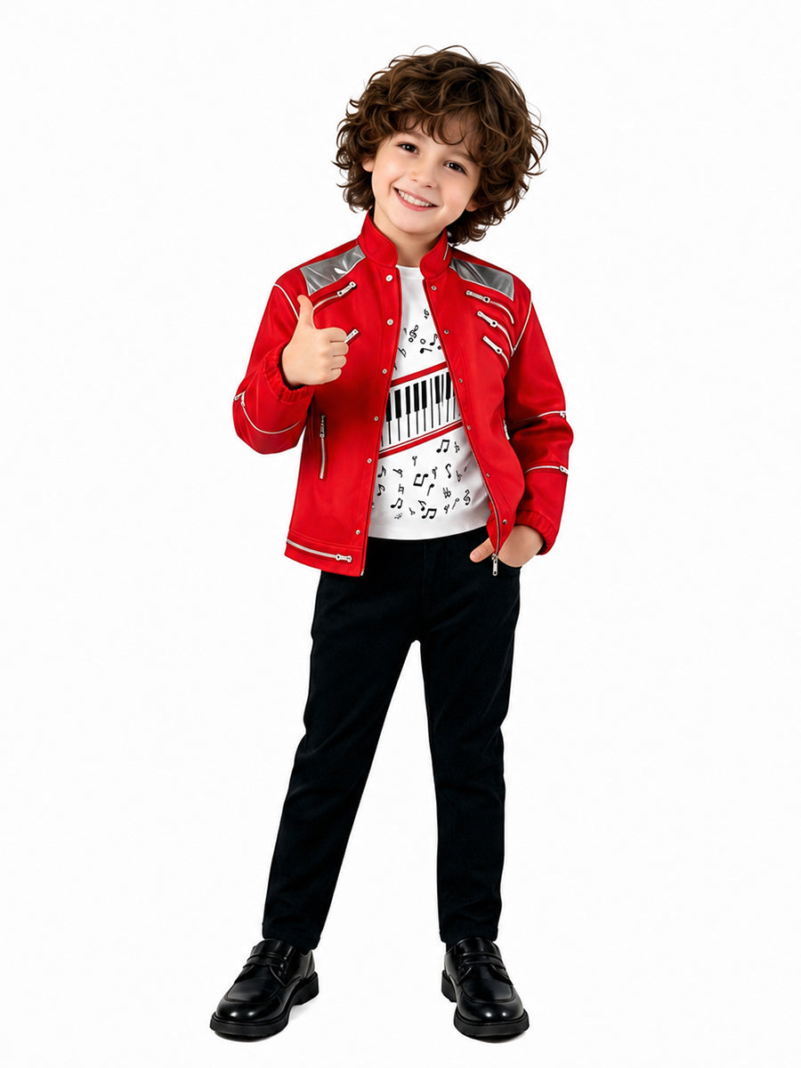 Michael Jackson Beat It Costume for Adults and Kids Retro Pop King 3D Print Performance Outfit