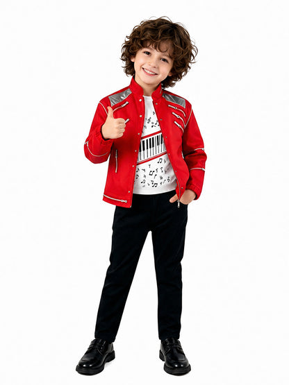 Michael Jackson Beat It Costume for Adults and Kids Retro Pop King 3D Print Performance Outfit