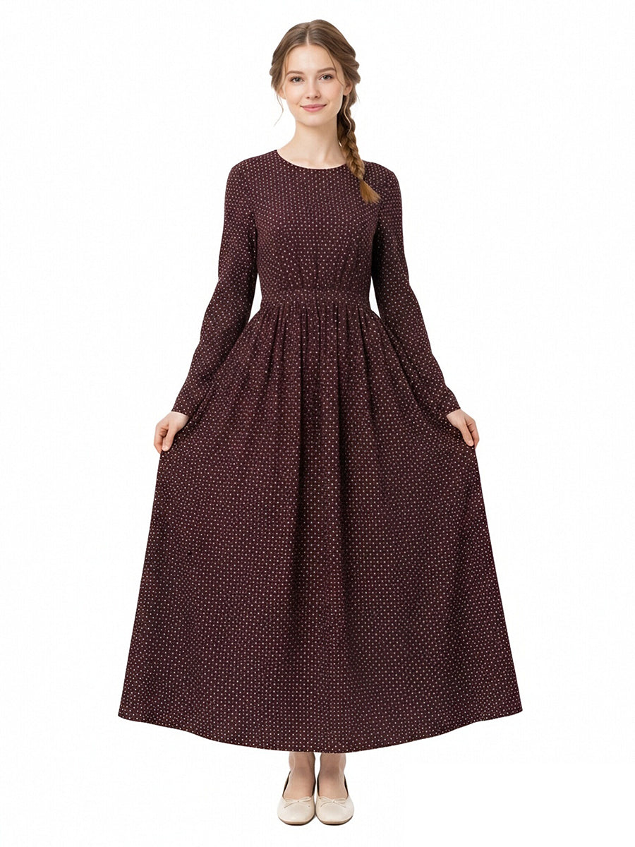 Little House on the Prairie Laura Ingalls Costume Retro Polka Dot Maxi Dress
