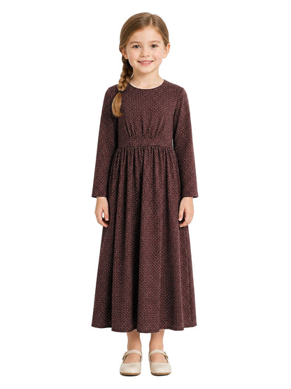 Little House on the Prairie Laura Ingalls Costume Retro Polka Dot Maxi Dress