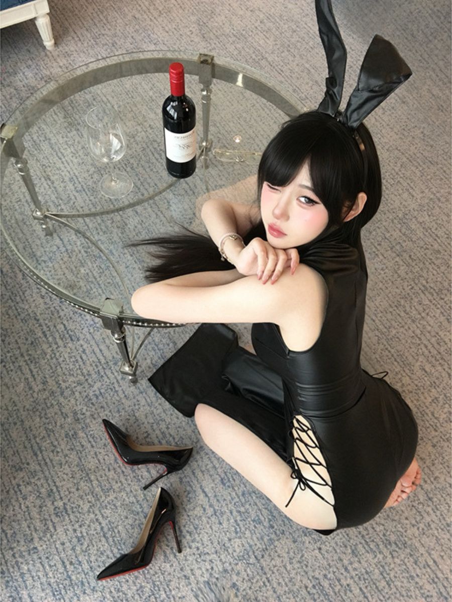 Retro PU Leather Bunny Costume