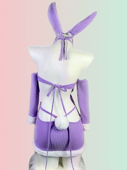 Rib Knit Cut Out Bunny Costume