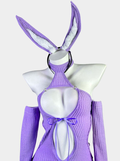 Rib Knit Cut Out Bunny Costume