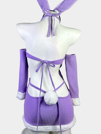 Rib Knit Cut Out Bunny Costume