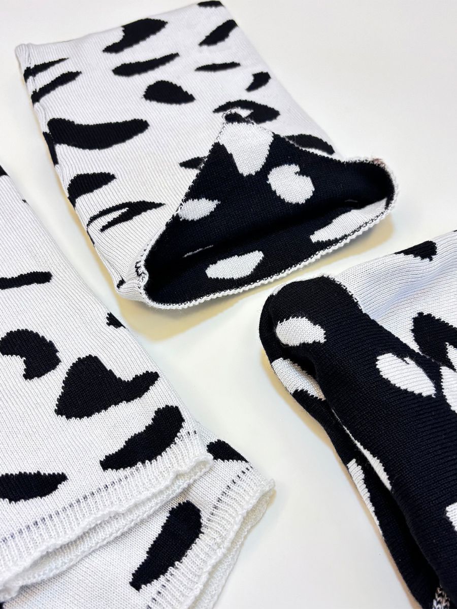Rib Knit Cow Lingerie Set