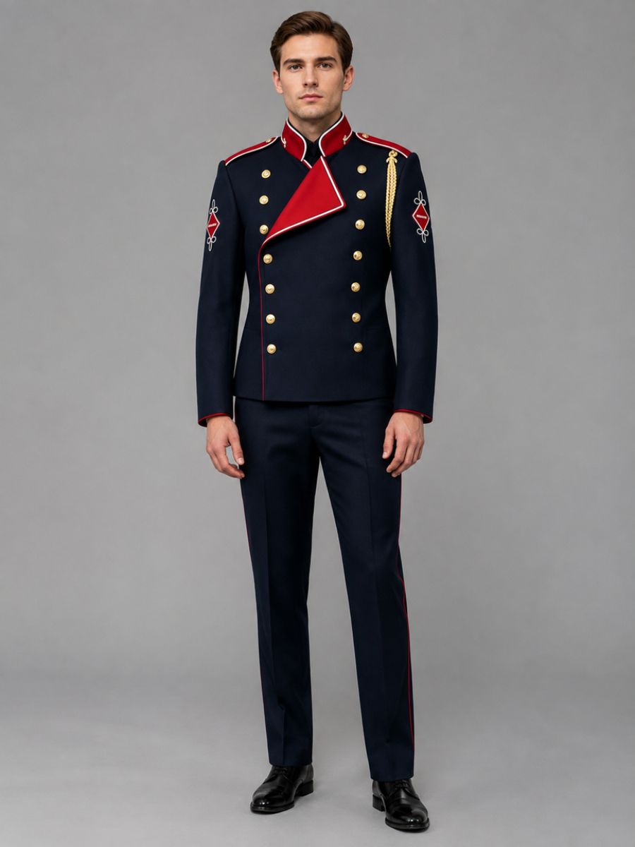 Michael Jackson Navy Military Costume Retro 80s Pop King Double Breasted Jacket and Pants
