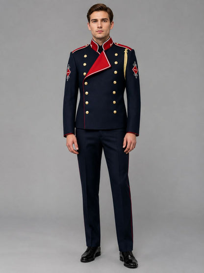 Michael Jackson Navy Military Costume Retro 80s Pop King Double Breasted Jacket and Pants