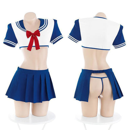 Anime Sailor Crop Top and Pleated Skirt