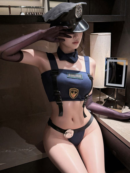 Sexy Police Officer Lingerie Set Anime Cop Cosplay Costume with Accessories 
