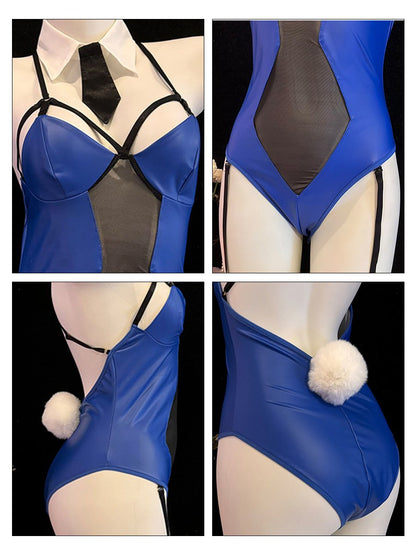 Blue Bunny Latex Bodysuit Lingerie