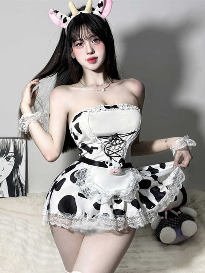 Cow Maid Cosplay Mini Dress
