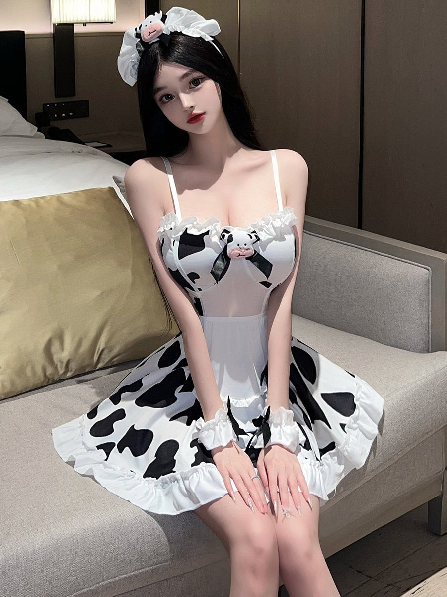 Cow Print Maid Cosplay Lingerie