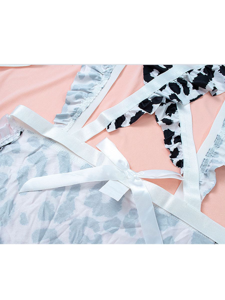 Cow Print Maid Garter Lingerie Set