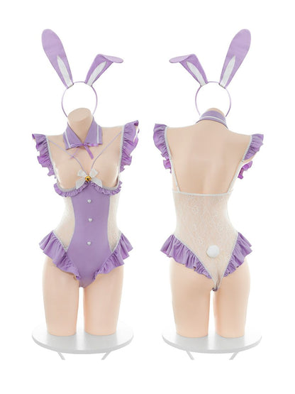Cute Cupless Bunny Lace Teddy Lingerie