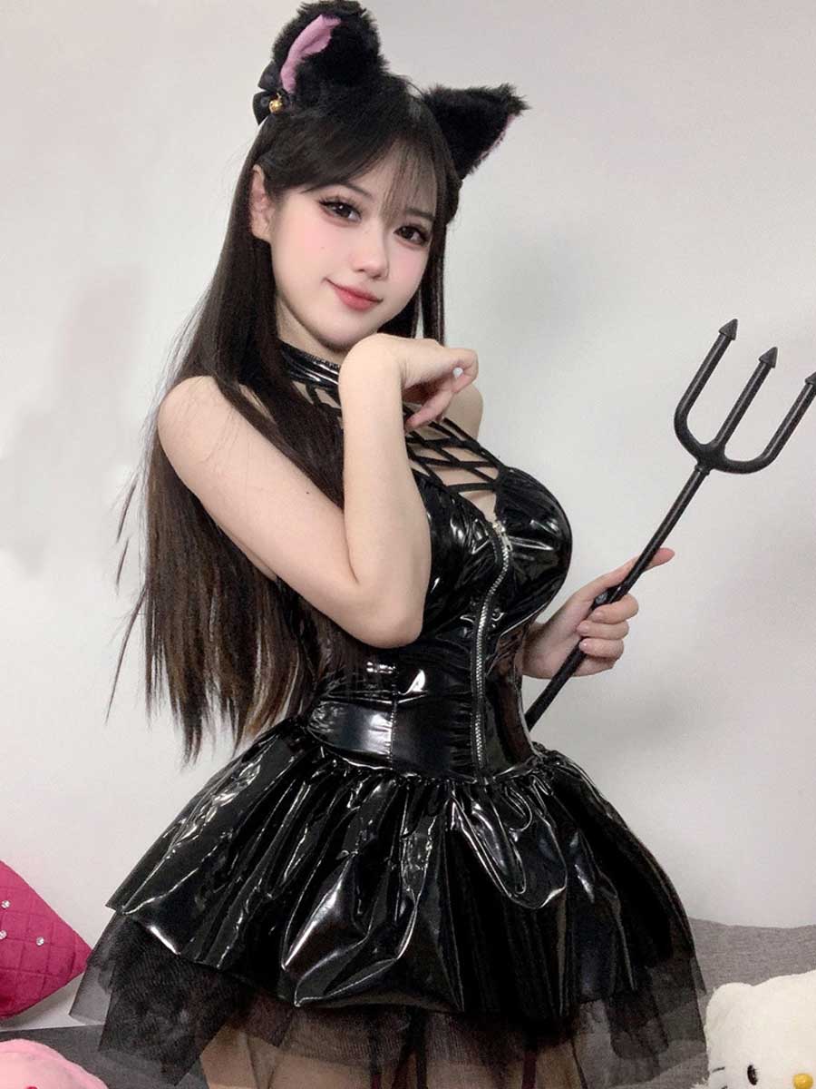 Latex Devil Cosplay Lingerie Dress