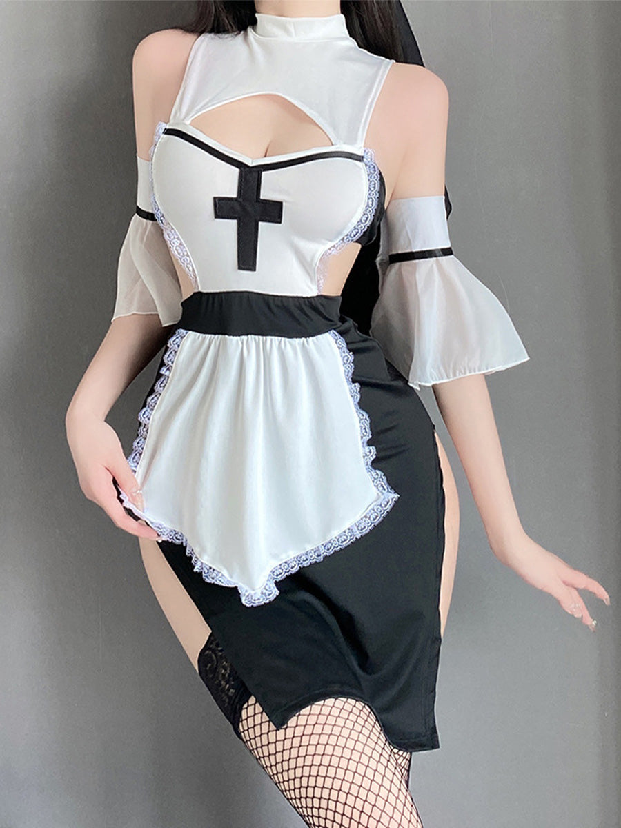 Black Nun High Slit Dress