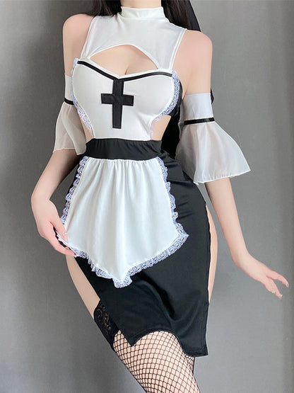 Black Nun High Slit Dress
