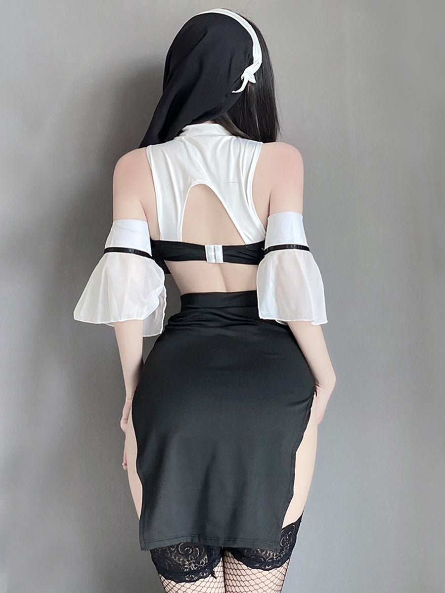 Black Nun High Slit Dress