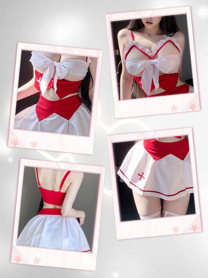 Open Cup Bow Tied Nurse Outfit