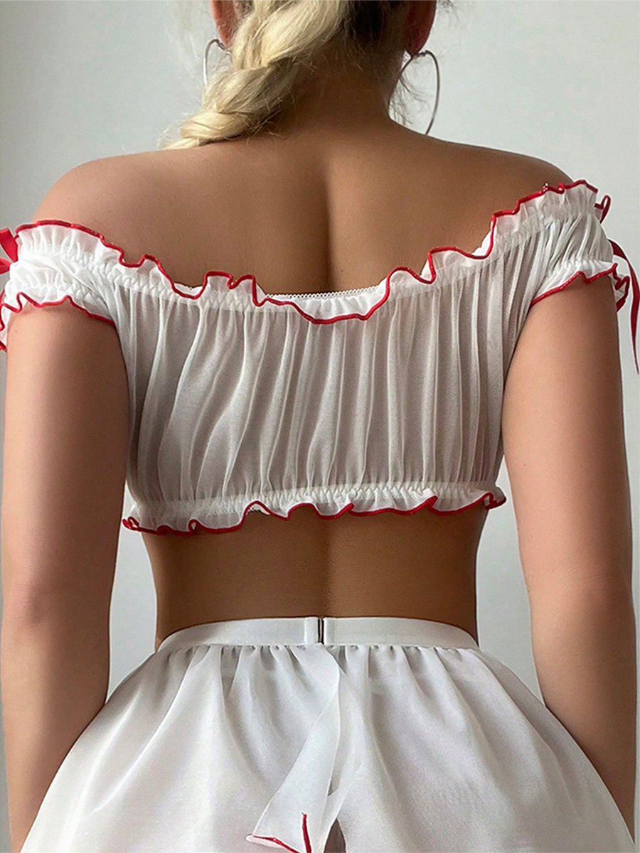 Sheer Nurse Crop Top and Skirt Set