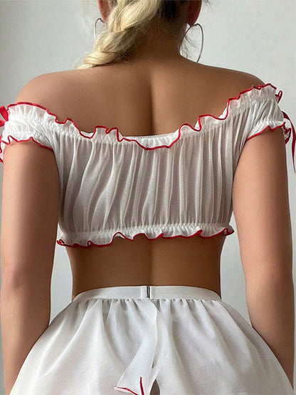 Sheer Nurse Crop Top and Skirt Set