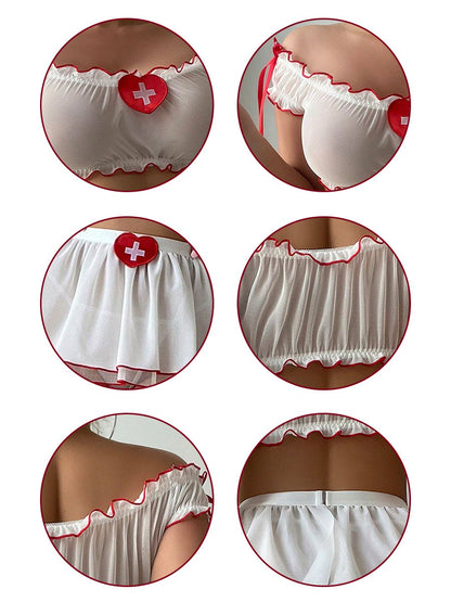 Sheer Nurse Crop Top and Skirt Set