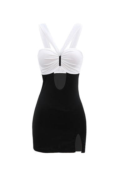 Black and White Secretary Bodycon Dress