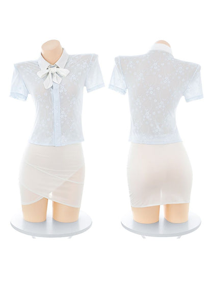 Office Lady Lace Blouse w/ Skirt